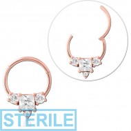 STERILE ROSE GOLD PVD COATED SURGICAL STEEL JEWELLED MULTI PURPOSE CLICKER PIERCING