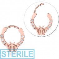 STERILE ROSE GOLD PVD COATED SURGICAL STEEL JEWELLED MULTI PURPOSE CLICKER PIERCING