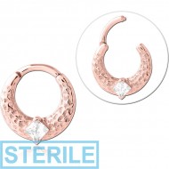 STERILE ROSE GOLD PVD COATED SURGICAL STEEL JEWELLED MULTI PURPOSE CLICKER PIERCING