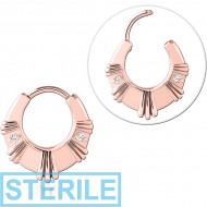 STERILE ROSE GOLD PVD COATED SURGICAL STEEL JEWELLED MULTI PURPOSE CLICKER PIERCING