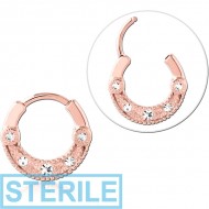 STERILE ROSE GOLD PVD COATED SURGICAL STEEL JEWELLED MULTI PURPOSE CLICKER PIERCING