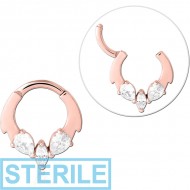 STERILE ROSE GOLD PVD COATED SURGICAL STEEL JEWELLED MULTI PURPOSE CLICKER PIERCING