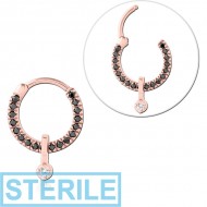 STERILE ROSE GOLD PVD COATED SURGICAL STEEL JEWELLED MULTI PURPOSE CLICKER PIERCING