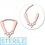 STERILE ROSE GOLD PVD COATED SURGICAL STEEL JEWELLED MULTI PURPOSE CLICKER PIERCING