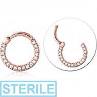 STERILE ROSE GOLD PVD COATED SURGICAL STEEL JEWELLED MULTI PURPOSE CLICKER PIERCING