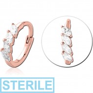 STERILE ROSE GOLD PVD COATED SURGICAL STEEL JEWELLED MULTI PURPOSE CLICKER PIERCING