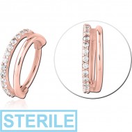 STERILE ROSE GOLD PVD COATED SURGICAL STEEL JEWELLED MULTI PURPOSE CLICKER PIERCING