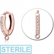 STERILE ROSE GOLD PVD COATED SURGICAL STEEL JEWELLED MULTI PURPOSE HUGGIE PIERCING PIERCING