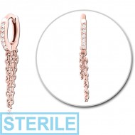 STERILE ROSE GOLD PVD COATED SURGICAL STEEL JEWELLED MULTI PURPOSE HUGGIE PIERCING PIERCING