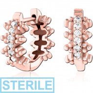 STERILE ROSE GOLD PVD COATED SURGICAL STEEL JEWELLED HUGGIES PAIR PIERCING