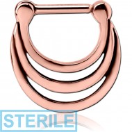 STERILE ROSE GOLD PVD COATED SURGICAL STEEL HINGED SEPTUM CLICKER PIERCING