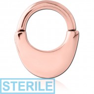 STERILE ROSE GOLD PVD COATED SURGICAL STEEL HINGED SEPTUM CLICKER PIERCING