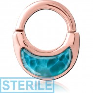 STERILE ROSE GOLD PVD COATED SURGICAL STEEL HINGED SEPTUM CLICKER