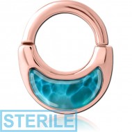 STERILE ROSE GOLD PVD COATED SURGICAL STEEL HINGED SEPTUM CLICKER PIERCING