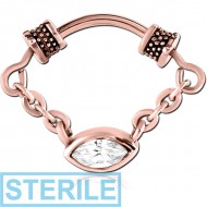 STERILE ROSE GOLD PVD COATED SURGICAL STEEL JEWELLED SEPTUM PIERCING