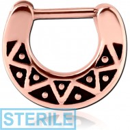 STERILE ROSE GOLD PVD COATED SURGICAL STEEL HINGED SEPTUM CLICKER PIERCING