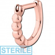 STERILE ROSE GOLD PVD COATED SURGICAL STEEL TRAGUS CLICKER PIERCING