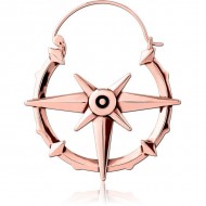 STERILE ROSE GOLD PVD COATED SURGICAL STEEL HOOP EARRING FOR TUNNEL PIERCING