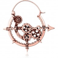 STERILE ROSE GOLD PVD COATED SURGICAL STEEL HOOP EARRING FOR TUNNEL PIERCING