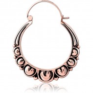 STERILE ROSE GOLD PVD COATED SURGICAL STEEL HOOP EARRING FOR TUNNEL