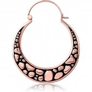 STERILE ROSE GOLD PVD COATED SURGICAL STEEL HOOP EARRING FOR TUNNEL PIERCING