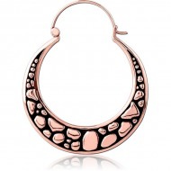 STERILE ROSE GOLD PVD COATED SURGICAL STEEL HOOP EARRING FOR TUNNEL