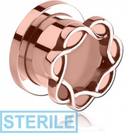 STERILE ROSE GOLD PVD COATED STAINLESS STEEL THREADED TUNNEL - CELTIC CIRCLE PIERCING