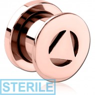 STERILE ROSE GOLD PVD COATED SURGICAL STEEL THREADED TUNNEL - TRIANGLE