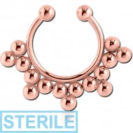 STERILE ROSE GOLD PVD COATED SURGICAL STEEL FAKE SEPTUM RING - 15 BALLS PIERCING