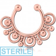 STERILE ROSE GOLD PVD COATED SURGICAL STEEL FAKE SEPTUM RING - 17 BALLS