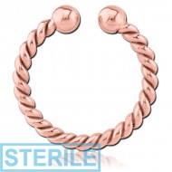 STERILE ROSE GOLD PVD COATED SURGICAL STEEL FAKE SEPTUM RING - ROPE PIERCING