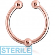 STERILE ROSE GOLD PVD COATED SURGICAL STEEL FAKE SEPTUM RING - MIDDLE BALL PIERCING