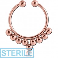 STERILE ROSE GOLD PVD COATED SURGICAL STEEL FAKE SEPTUM RING - 9 BALLS