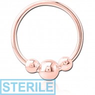 STERILE STERLING SILVER 925 ROSE GOLD PVD COATED SEAMLESS RING PIERCING