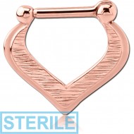 STERILE STERLING SILVER 925 ROSE GOLD PLATED HINGED SEPTUM CLICKER