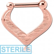 STERILE STERLING SILVER 925 ROSE GOLD PLATED HINGED SEPTUM CLICKER PIERCING