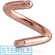 STERILE ROSE GOLD PVD COATED SURGICAL STEEL BODY SPIRAL PIN PIERCING