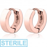 STERILE ROSE GOLD PVD COATED STAINLESS STEEL HUGGIES PAIR PIERCING