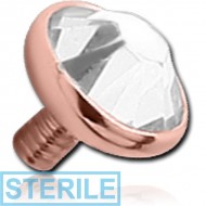 STERILE ROSE GOLD PVD COATED TITANIUM JEWELLED DISC FOR 1.6MM INTERNALLY THREADED PINS PIERCING