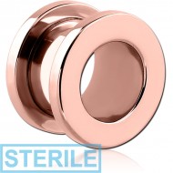 STERILE ROSE GOLD PVD COATED STAINLESS STEEL THREADED TUNNEL