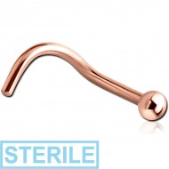STERILE ROSE GOLD PVD COATED TITANIUM CURVED BALL NOSE STUD PIERCING