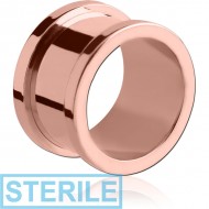 STERILE ROSE GOLD PVD COATED SURGICAL STEEL THREADED TUNNEL PIERCING