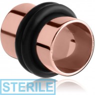 STERILE ROSE GOLD PVD COATED STAINLESS STEEL FLESH TUNNEL PIERCING
