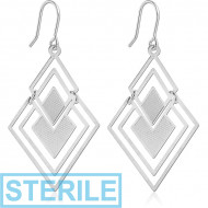 STERILE RHODIUM PLATED BRASS EARRINGS PAIR PIERCING