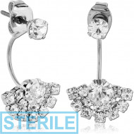 STERILE RHODIUM PLATED BRASS EAR STUDS PAIR PIERCING