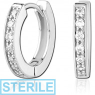 STERILE STERLING SILVER 925 RHODIUM PLATED JEWELLED HUGGIES PAIR