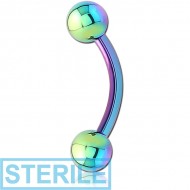 STERILE RAINBOW PVD COATED SURGICAL STEEL CURVED BARBELL