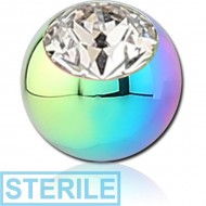 STERILE RAINBOW PVD COATED SURGICAL STEEL HIGH END CRYSTAL JEWELLED BALL