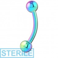 STERILE RAINBOW PVD COATED SURGICAL STEEL MICRO CURVED BARBELL