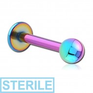 STERILE RAINBOW PVD COATED SURGICAL STEEL MICRO LABRET